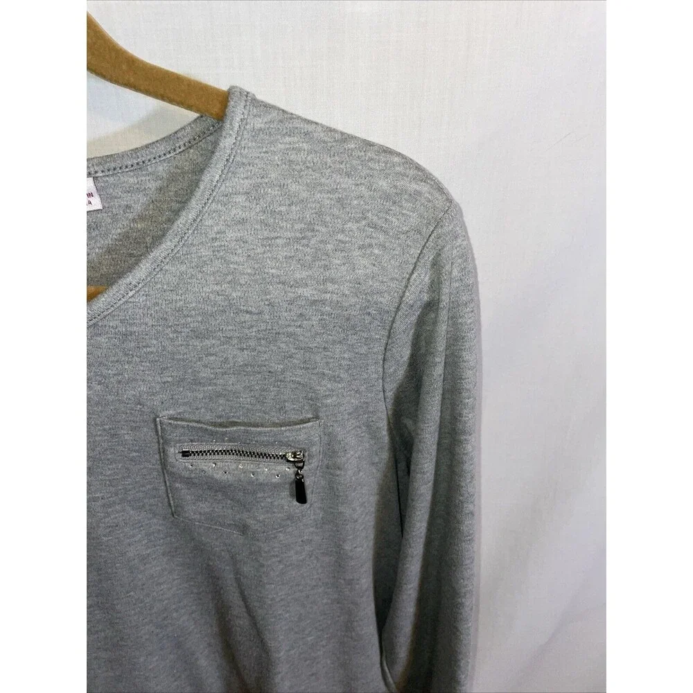 Quacker Factory Women’s Casual Blouse Size Large Gray Comfort Going Out Party